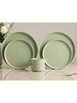 BODHI HOUSE - Porcelain Dinner Plates, Quarter Plates & Katori's - Tea Green
