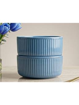 BODHI HOUSE - Porcelain Serving Bowls Chip Resistant Microwave Safe - True Blue (Pack of 2)