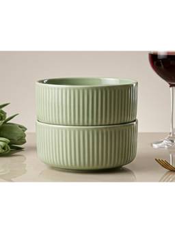 BODHI HOUSE - Porcelain Serving Bowls Chip Resistant Microwave Safe - Tea Green (Pack of 2)