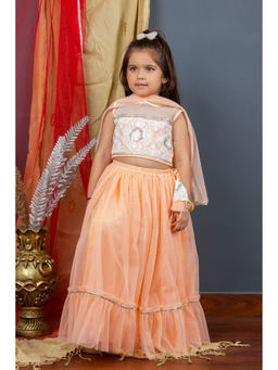 Bella Moda - Girls Ready To Wear Lehenga & Blouse With Dupatta Peach (Set of 3)