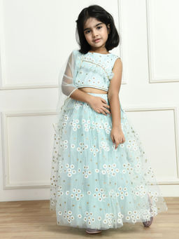 Bella Moda - Girls Ready To Wear Lehenga & Blouse With Dupatta Blue (Set of 3)