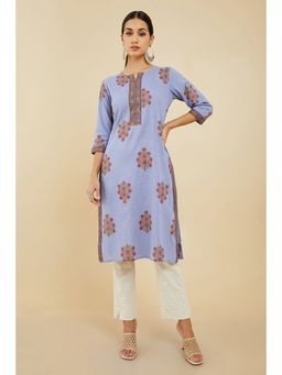 Soch - Women Purple Cotton Floral Kurta