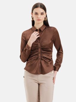 Kazo - Meghan Ruched Placket Full Sleeves Shirt