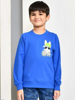 YOUMAA - Boys Blue Cotton Printed Sweatshirt