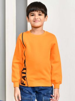 YOUMAA - Boys Orange Cotton Printed Sweatshirt
