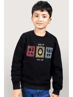 YOUMAA - Boys Black Cotton Printed Sweatshirt
