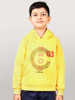 YOUMAA - Boys Yellow Cotton Printed Hoodie