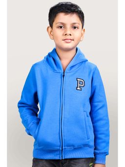 YOUMAA - Boys Blue Cotton Printed Hoodie