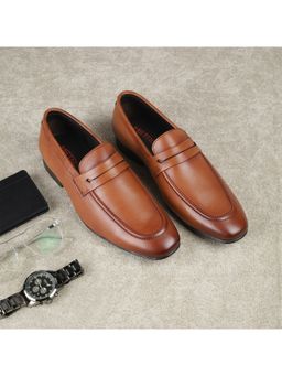 Metro - Men Tan Slip On Formal Loafers