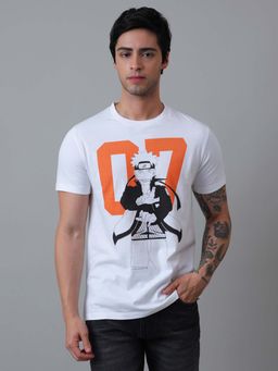 Free Authority - Official Naruto 07 Anime Printed Cotton White Printed T-Shirt For Men