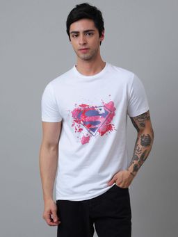 Free Authority - Official DC Comics Superman Printed Cotton White Holi T-Shirt for Men