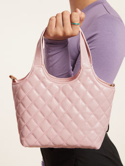 Twenty Dresses by Nykaa Fashion - Pink Small Quilted Tote Bag