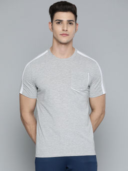 Alcis - Men Grey Melange Pocket Detailing T-shirt