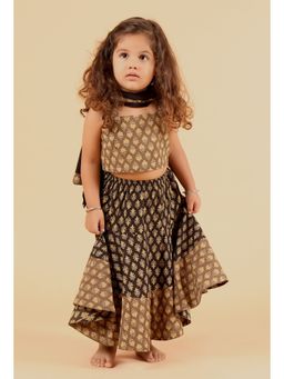 Tjori - Girls Multi-Color Cotton Choli and Lehnga with Dupatta (Set of 3)