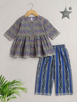 The Magic Wand - Blue All Over Printed Kurta and Pant (Set of 2)