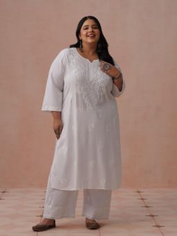 House of Chikankari - White Rayon Embroidered Kurta