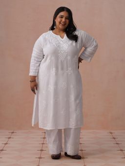 House of Chikankari - White Rayon Embroidered Kurta