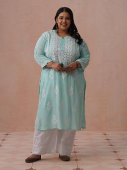 House of Chikankari - Green Modal Embroidered Kurta