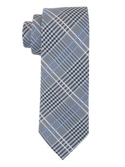 The Tie Hub - Men Grey Microfibre Checks Neck Tie