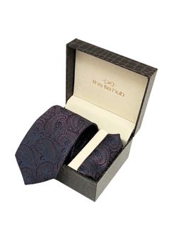 The Tie Hub - Men Multi-Color Microfibre Paisley Neck Tie with Pocket Square (Set of 2)