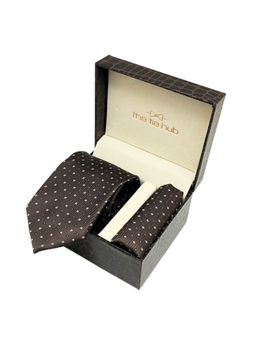 The Tie Hub - Men Grey Microfibre Floral Neck Tie with Pocket Square (Set of 2)