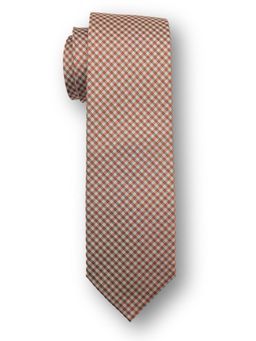 The Tie Hub - Men Orange Silk Checks Neck Tie