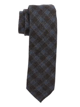 The Tie Hub - Men Black Pure Wool Checks Neck Tie