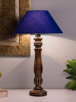 Homesake - Victorian Black Table Lamp Blue Shade