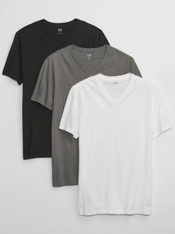 GAP - Multi-Color Men's Solid V-Neck T-Shirts (Pack Of 3)