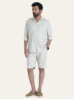 Perch - Beige Linen Solid Co-Ord Set