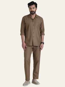 Perch - Brown Linen Solid Co-Ord Set