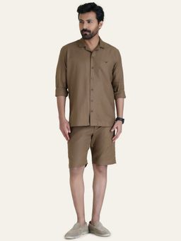 Perch - Brown Linen Solid Co-Ord Set