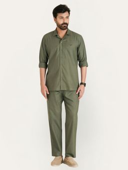 Perch - Olive Linen Solid Co-Ord Set