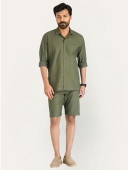 Perch - Olive Linen Solid Co-Ord Set