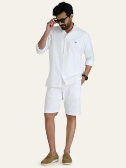 Perch - White Linen Solid Co-Ord Set