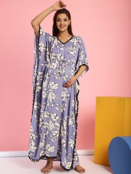 Secret Wish - Rayon Floral Lavender Maternity Feeding Kaftan