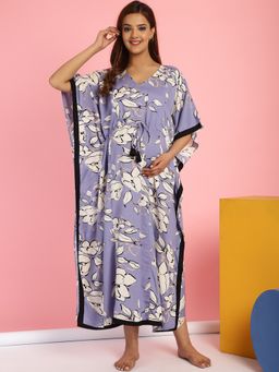 Secret Wish - Rayon Floral Lavender Maternity Feeding Kaftan