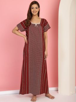 Secret Wish - Polka Maroon Cotton Nighty