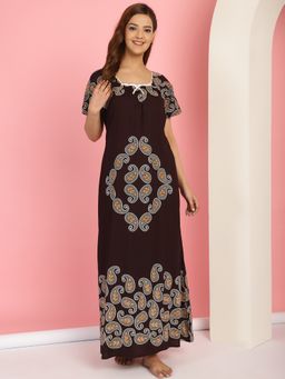 Secret Wish - Printed Brown Cotton Nighty