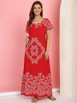 Secret Wish - Printed Red Cotton Nighty