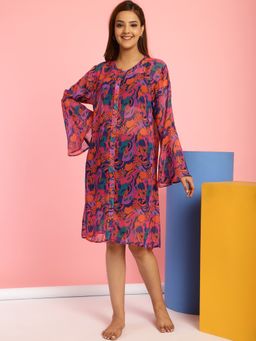Secret Wish - Multi Color Floral Swimwear Cover Up Dress