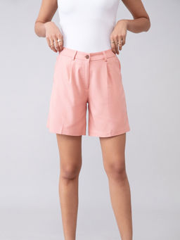 Twenty Dresses by Nykaa Fashion - Work Pink Solid Straight Shorts