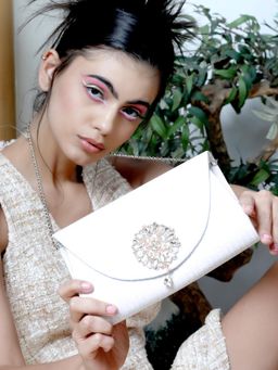 Odette - White Embellished Sling And Cross Bag