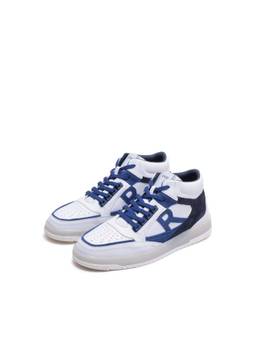 Rare Rabbit - Amur Hi Men White Blue Solid Lace-Up High Top Sneakers