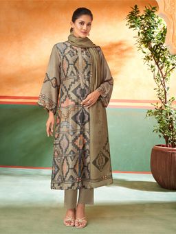 SPRAHA - Maysa Metallic Mehendi Muslin Unstitched Dress Material (Set of 3)