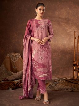 SPRAHA - Pavitra Pink Muslin Floral Printed Unstitched Dress Material (Set of 3)