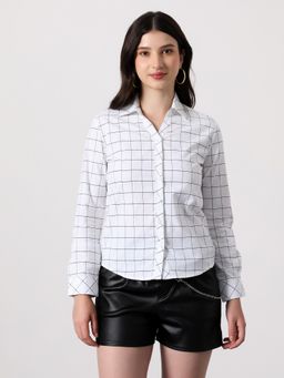 PINACOLADA - Women Cloud White Graph Check Regular Shirt