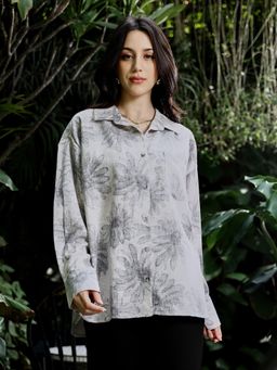 PINACOLADA - Women Coin Grey Gloomy Daisy Oversized Shirt