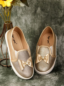 BOYZ N GALZ - Girls Gold Embellished Ballerinas