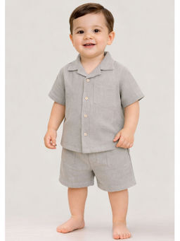 Kidbea - Cotton Shirt & Pant Grey Co-Ord (Set of 2)